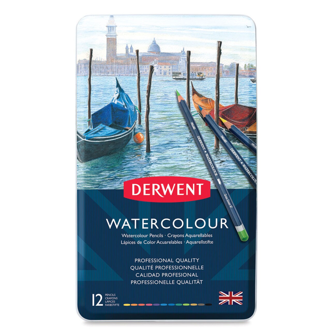 Derwent Watercolor Pencil Set - Set of 12, Tin Box, Assorted Colors